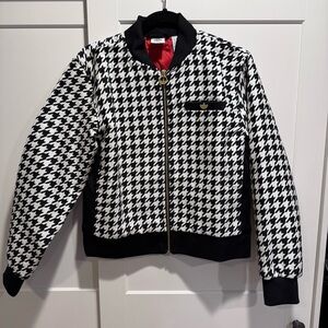 Adidas Vichy Black & White Houndstooth Bomber with Red Lining